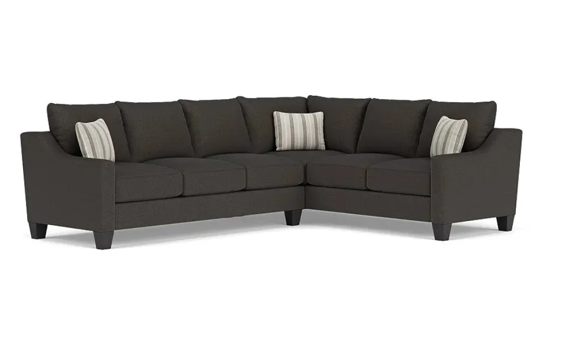 Mor Furniture Lucy Tux Sofa Sectional In Splash Charcoal, Right Facing