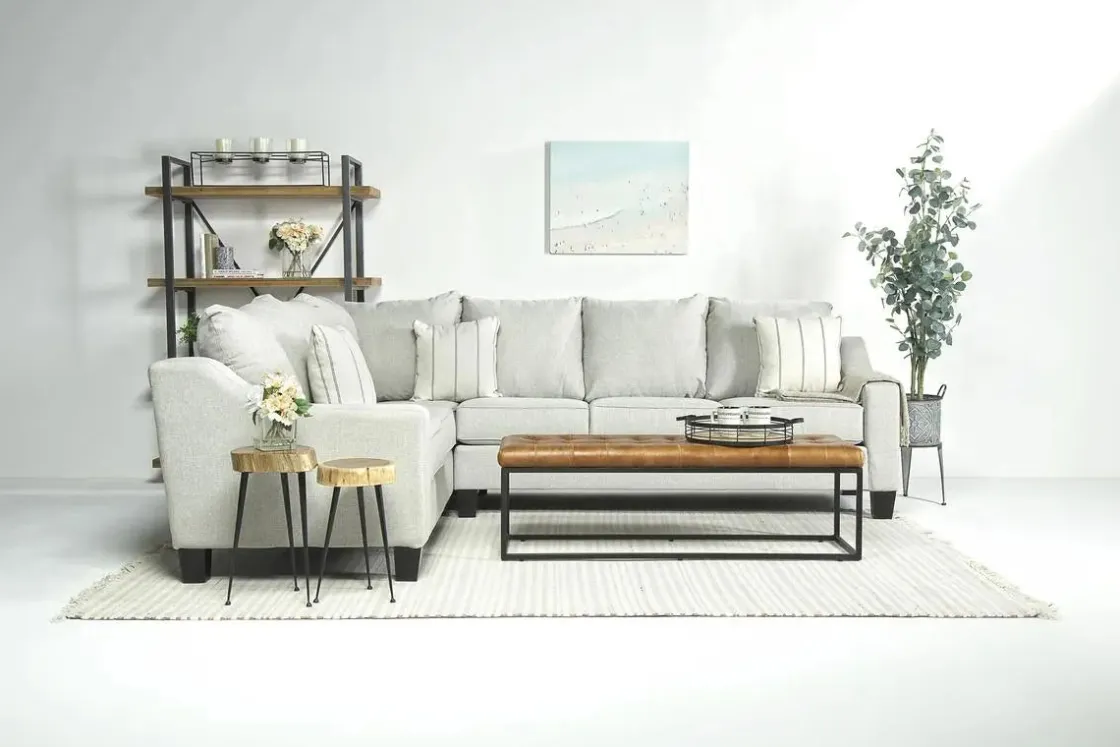 Mor Furniture Lucy Tux Sofa Sectional In Splash Charcoal, Right Facing