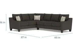 Mor Furniture Lucy Tux Sofa Sectional In Splash Charcoal, Right Facing