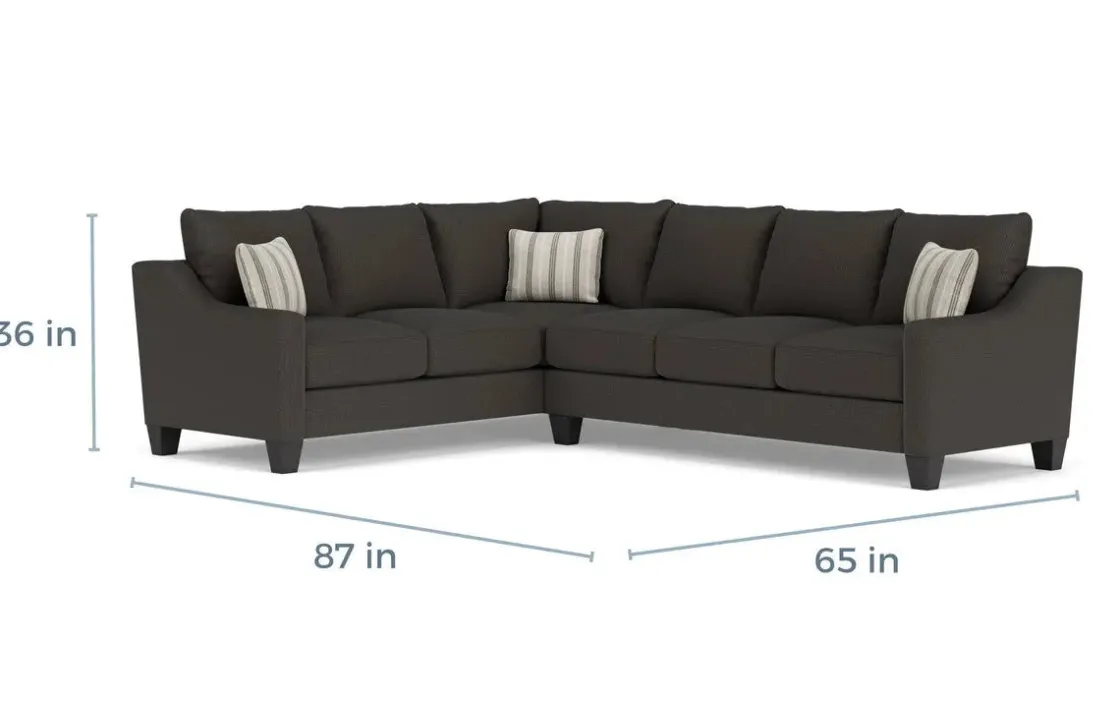 Mor Furniture Lucy Tux Sofa Sectional In Splash Charcoal, Right Facing