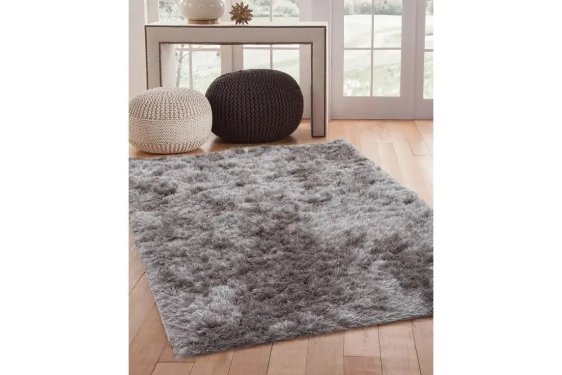 Mor Furniture Luxe Shag Plush Rug In Gray, 5’ X 8’