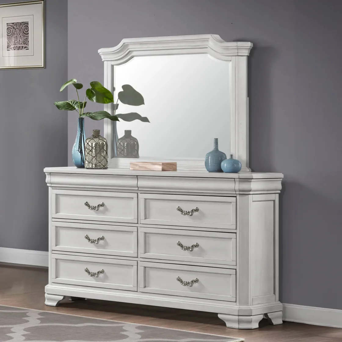 Mor Furniture Lyndhurst Mirror In Vintage White
