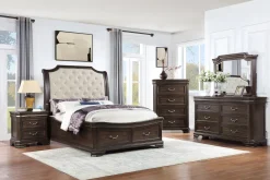 Mor Furniture Lyndhurst Sleigh Bed W/ Storage, Dresser, Mirror & Nightstand In Vintage White, Queen