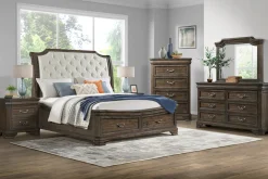 Mor Furniture Lyndhurst Sleigh Bed W/ Storage, Dresser, Mirror & Nightstand In Vintage White, Queen