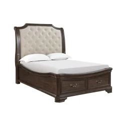 Mor Furniture Lyndhurst Sleigh Bed W/ Storage, Dresser, Mirror & Nightstand In Vintage White, Queen