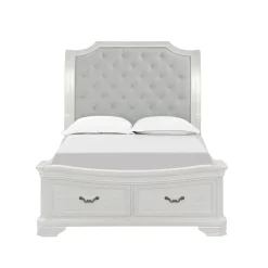 Mor Furniture Lyndhurst Sleigh Bed W/ Storage In Vintage White, Queen