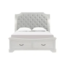 Mor Furniture Lyndhurst Sleigh Bed W/ Storage In Vintage White, Queen