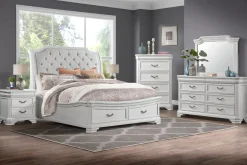 Mor Furniture Lyndhurst Sleigh Bed W/ Storage In Vintage White, Queen