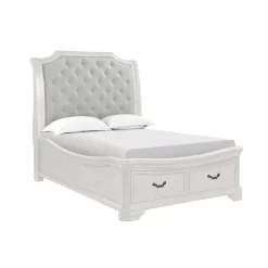 Mor Furniture Lyndhurst Sleigh Bed W/ Storage In Vintage White, Queen