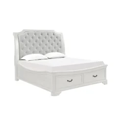 Mor Furniture Lyndhurst Sleigh Bed W/ Storage In Vintage White, Queen