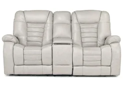 Mor Furniture Malibu 3 Power Console Loveseat W/ Wireless Charger In Leather