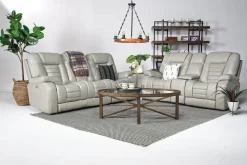 Mor Furniture Malibu 3 Power Console Loveseat W/ Wireless Charger In Leather