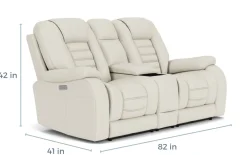 Mor Furniture Malibu 3 Power Console Loveseat W/ Wireless Charger In Leather