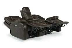 Mor Furniture Malibu 3 Power Console Loveseat W/ Wireless Charger In Leather