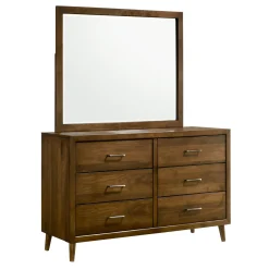 Mor Furniture Malibu Panel Bed, Dresser, Mirror & Nightstand In Walnut, Twin