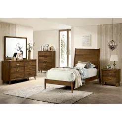 Mor Furniture Malibu Panel Bed In Walnut, Twin