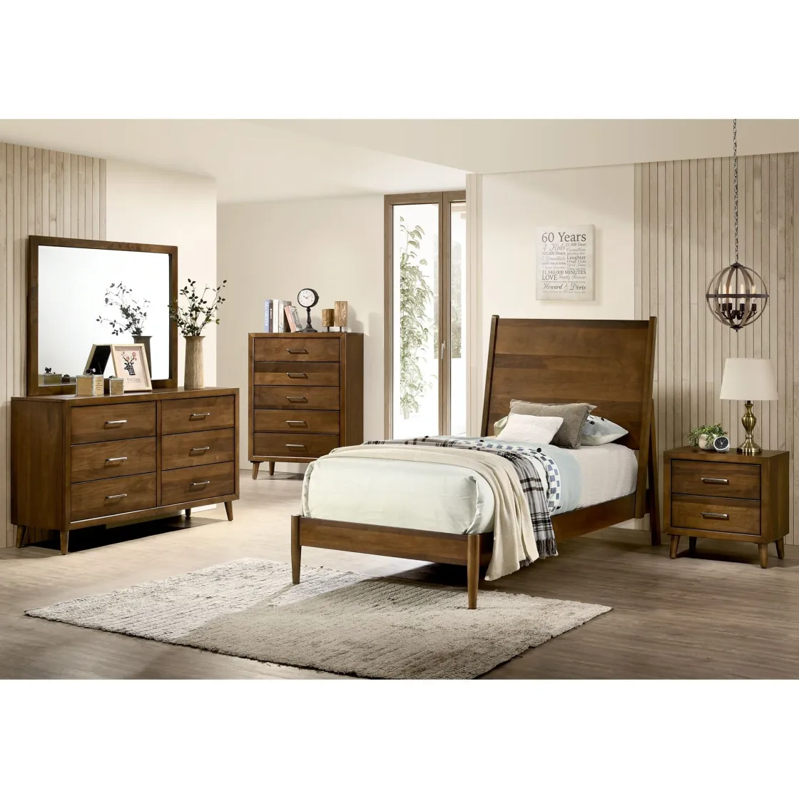Mor Furniture Malibu Panel Bed In Walnut, Twin