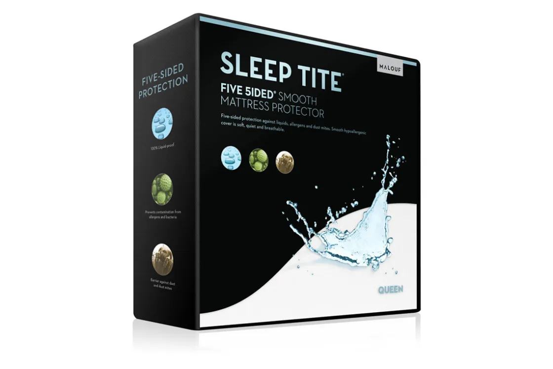 Mor Furniture Malouf Sleeptite 5 Side Mattress Pad In White, Twin