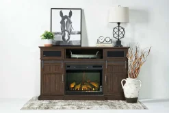 Mor Furniture Manning Bluetooth Console W/ Fireplace Insert In White, 68 Inch