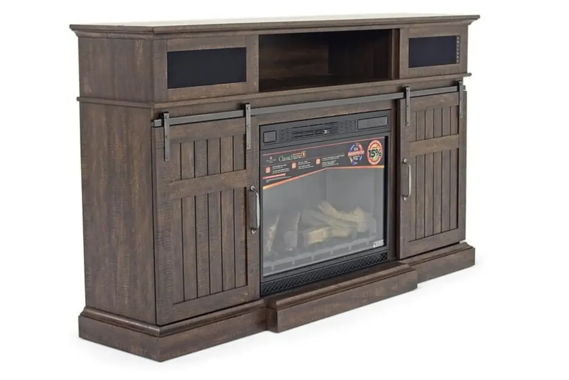Mor Furniture Manning Bluetooth Console W/ Fireplace Insert In White, 68 Inch