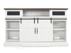 Mor Furniture Manning Bluetooth Console W/ Fireplace Insert In White, 68 Inch