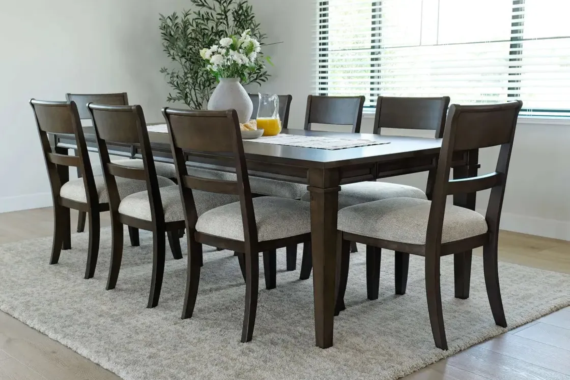 Mor Furniture Mariana Dining Table & 8 Chairs In Vintage Mocha