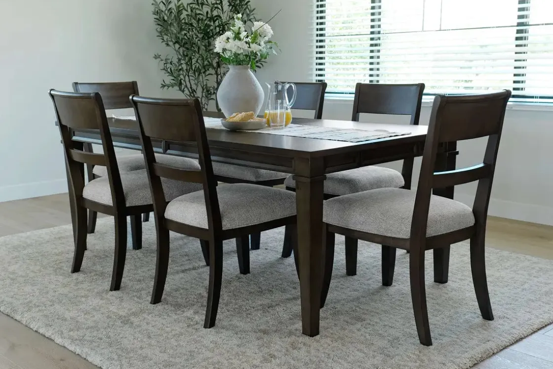 Mor Furniture Mariana Dining Table & 6 Chairs In Vintage Mocha