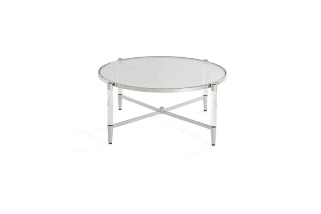 Mor Furniture Marilyn Coffee Table In Glass/Acrylic/Polished Stainless Steel