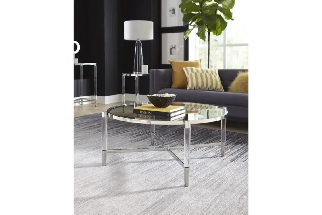 Mor Furniture Marilyn Coffee Table In Glass/Acrylic/Polished Stainless Steel