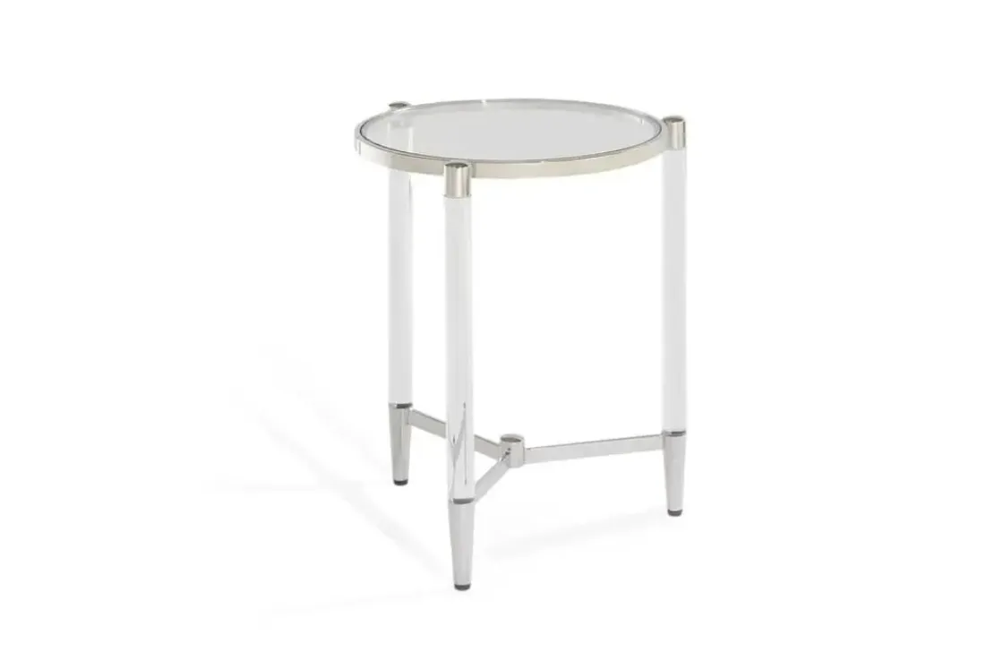Mor Furniture Marilyn End Table In Glass/Acrylic/Polished Stainless Steel