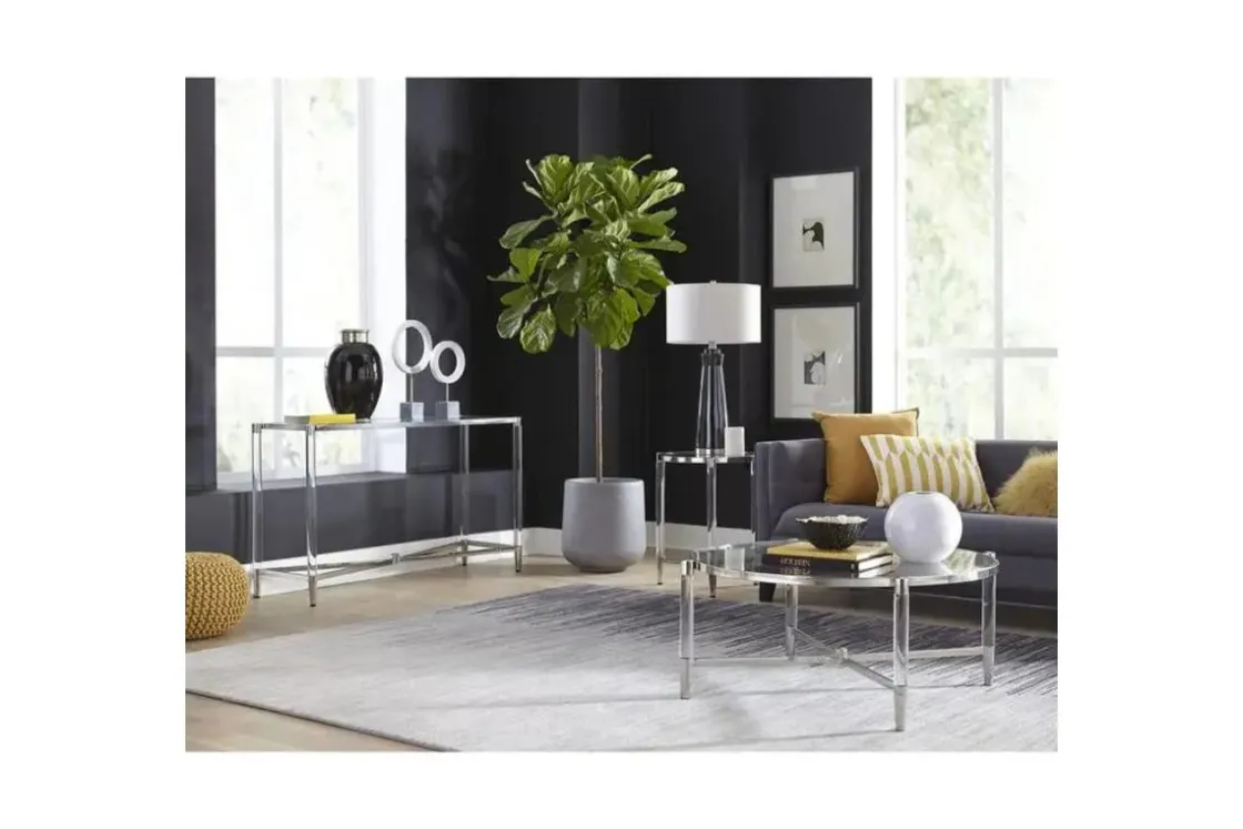 Mor Furniture Marilyn Sofa Table In Glass/Acrylic/Polished Stainless Steel