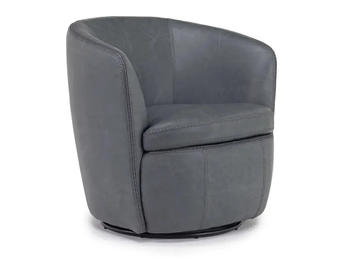 Mor Furniture Market Swivel Club Chair In Noce Taupe Leather
