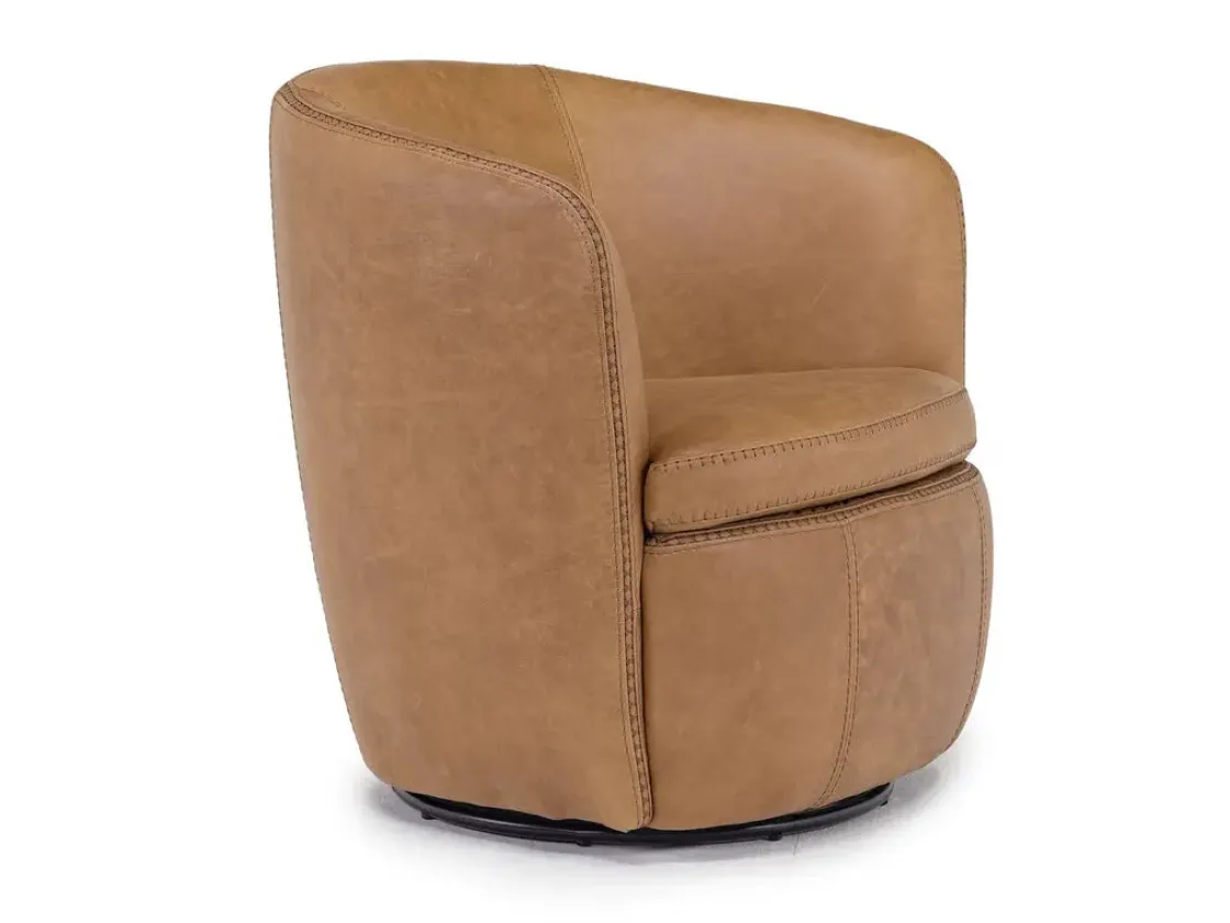 Mor Furniture Market Swivel Club Chair In Noce Taupe Leather