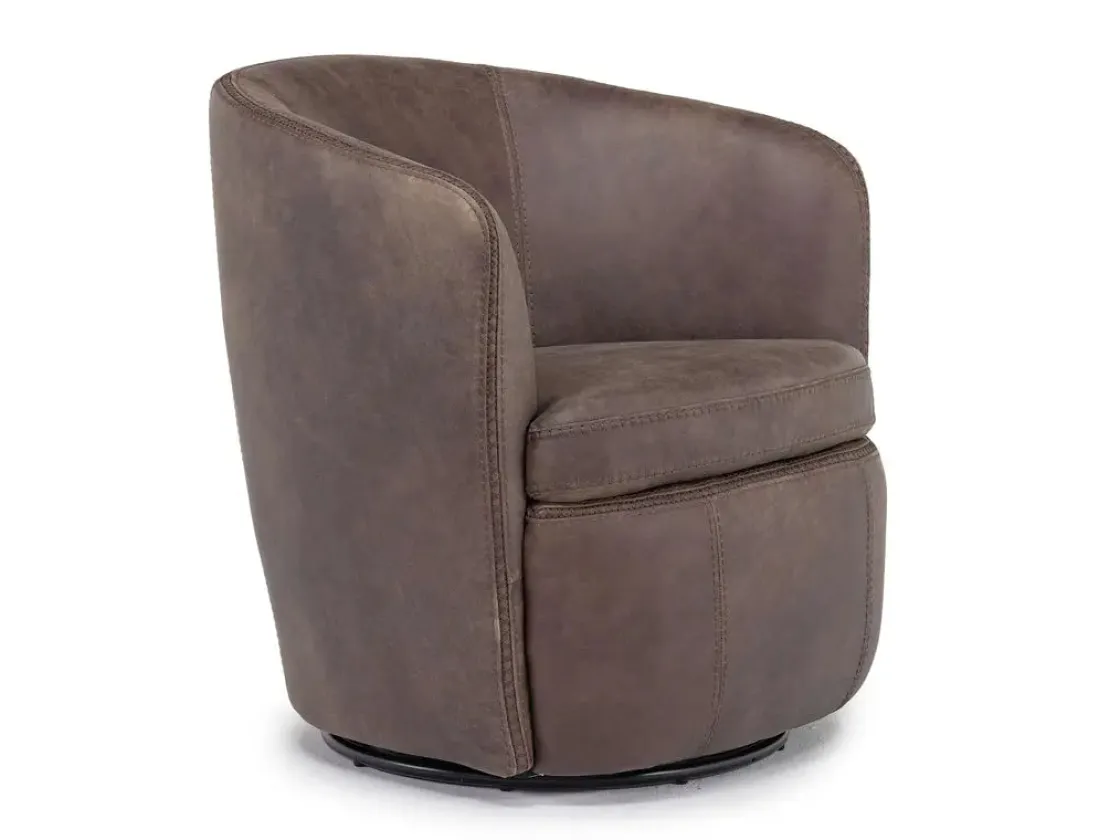 Mor Furniture Market Swivel Club Chair In Noce Taupe Leather