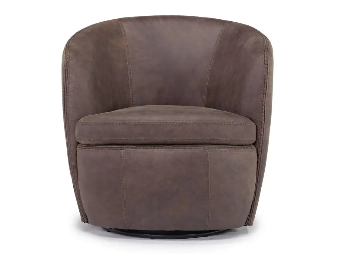 Mor Furniture Market Swivel Club Chair In Noce Taupe Leather