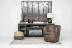 Mor Furniture Market Swivel Club Chair In Noce Taupe Leather