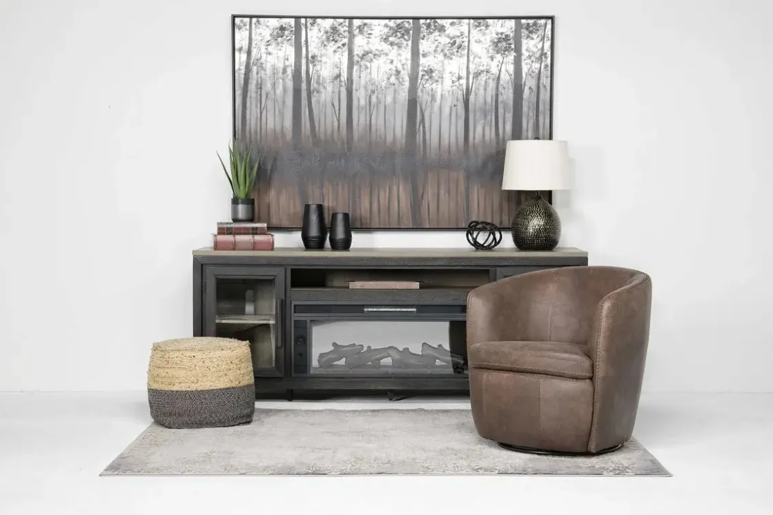 Mor Furniture Market Swivel Club Chair In Noce Taupe Leather