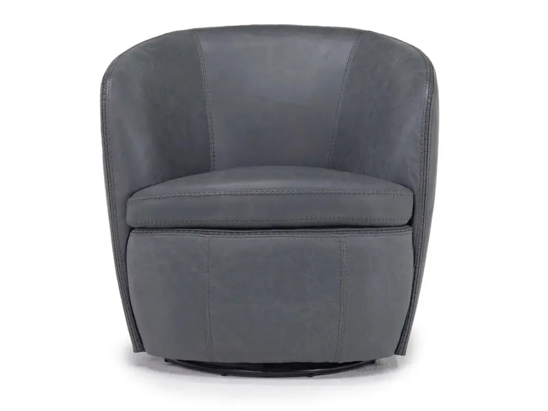 Mor Furniture Market Swivel Club Chair In Noce Taupe Leather