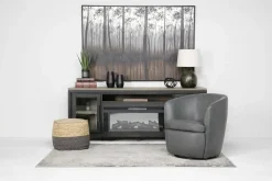 Mor Furniture Market Swivel Club Chair In Noce Taupe Leather