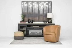 Mor Furniture Market Swivel Club Chair In Noce Taupe Leather