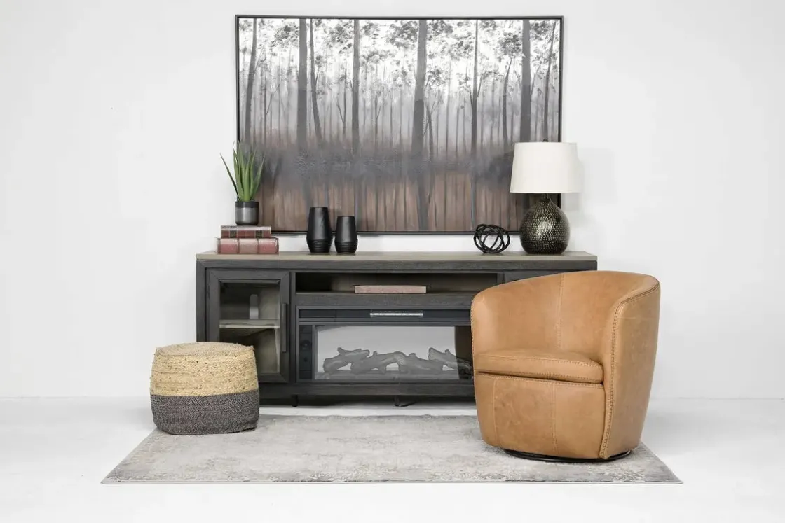 Mor Furniture Market Swivel Club Chair In Noce Taupe Leather