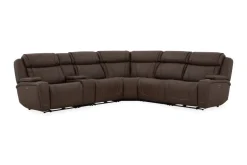 Mor Furniture Max 6 Piece 2 Power Sectional In Aline Timber Leather