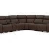 Mor Furniture Max 6 Piece 2 Power Sectional W/ 2 Power Armless Recliner In Aline Timber Leather
