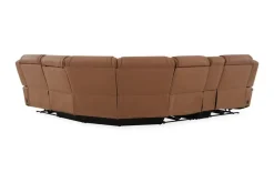 Mor Furniture Max 6 Piece 2 Power Sectional W/ 2 Power Armless Recliner In Aline Timber Leather