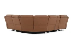 Mor Furniture Max 6 Piece 2 Power Sectional W/ 2 Power Armless Recliner In Aline Timber Leather