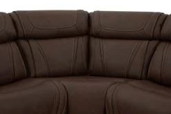Mor Furniture Max 6 Piece 2 Power Sectional W/ 2 Power Armless Recliner In Aline Timber Leather