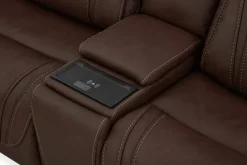 Mor Furniture Max 6 Piece 2 Power Sectional W/ 2 Power Armless Recliner In Aline Timber Leather
