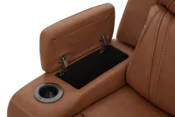Mor Furniture Max 6 Piece 2 Power Sectional W/ 2 Power Armless Recliner In Aline Timber Leather