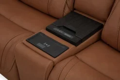 Mor Furniture Max 6 Piece 2 Power Sectional W/ 2 Power Armless Recliner In Aline Timber Leather