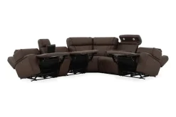 Mor Furniture Max 6 Piece 2 Power Sectional W/ 2 Power Armless Recliner In Aline Timber Leather